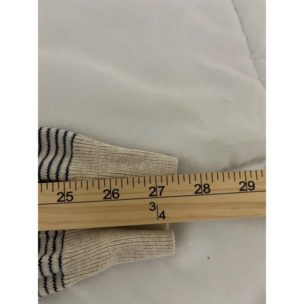 J Crew Mens Striped Crewneck Sweater‎ XL Beige Navy Cotton V-Neck - Picture 8 of 8